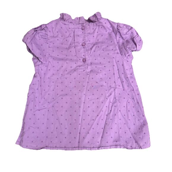 Janie and Jack Girl Swiss Dot Puff Sleeve Top Purple Pegasus Size 5 Ruffles Lace - Picture 5 of 7